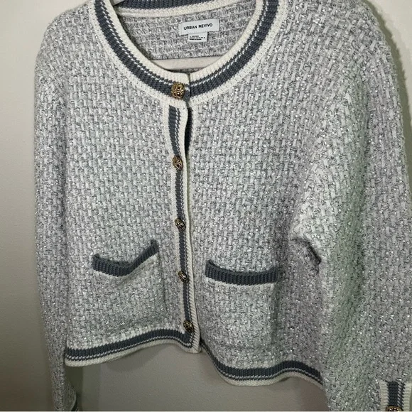 Urban Revivo shimmery knit cardigan with gold buttons - Picture 4 of 8